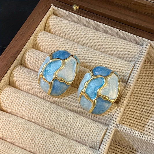 Blue Turtle Enamel Stud Earrings