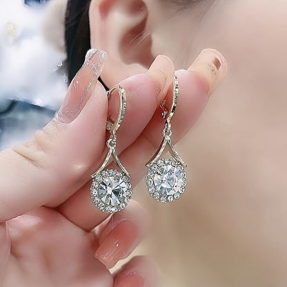 French-Inspired Cubic Zirconia Drop Earrings For Women