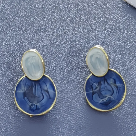 Elegant Boho-Chic Blue Enamel Drop Earrings for Women